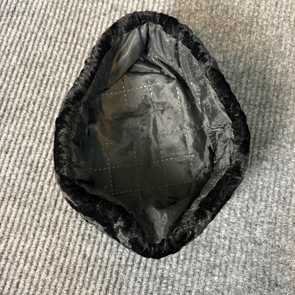 Vintage Black Crushed Velvet Pillbox Hat Floral Embossed Formal Cocktail Church main image 4